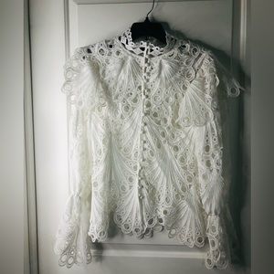 White linen embroidered blouse size small